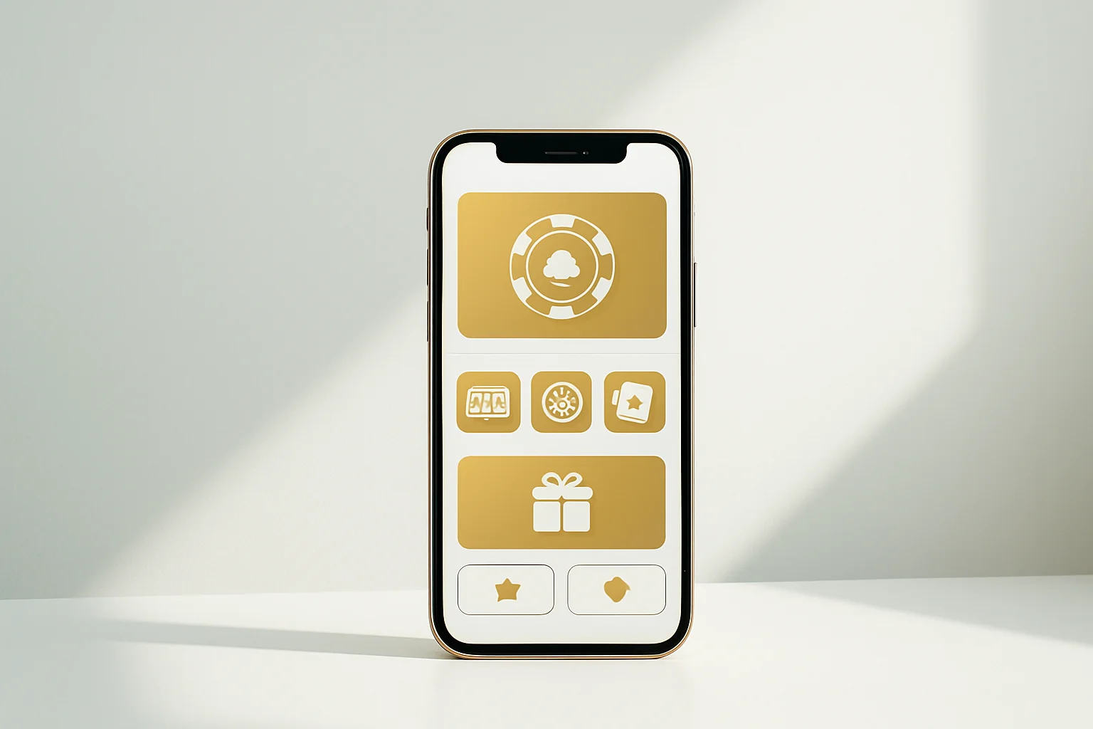 Modern smartphone displaying sleek casino app with games and bonuses