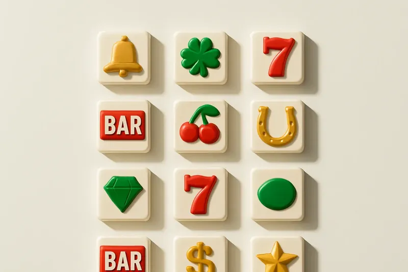 Twelve mini slot symbols arranged in a clean 4x3 grid